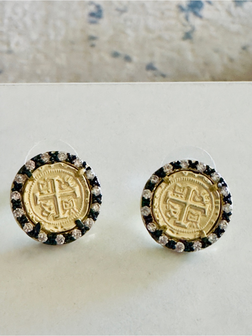 Matte Gold Spanish Coin Replica Earrings